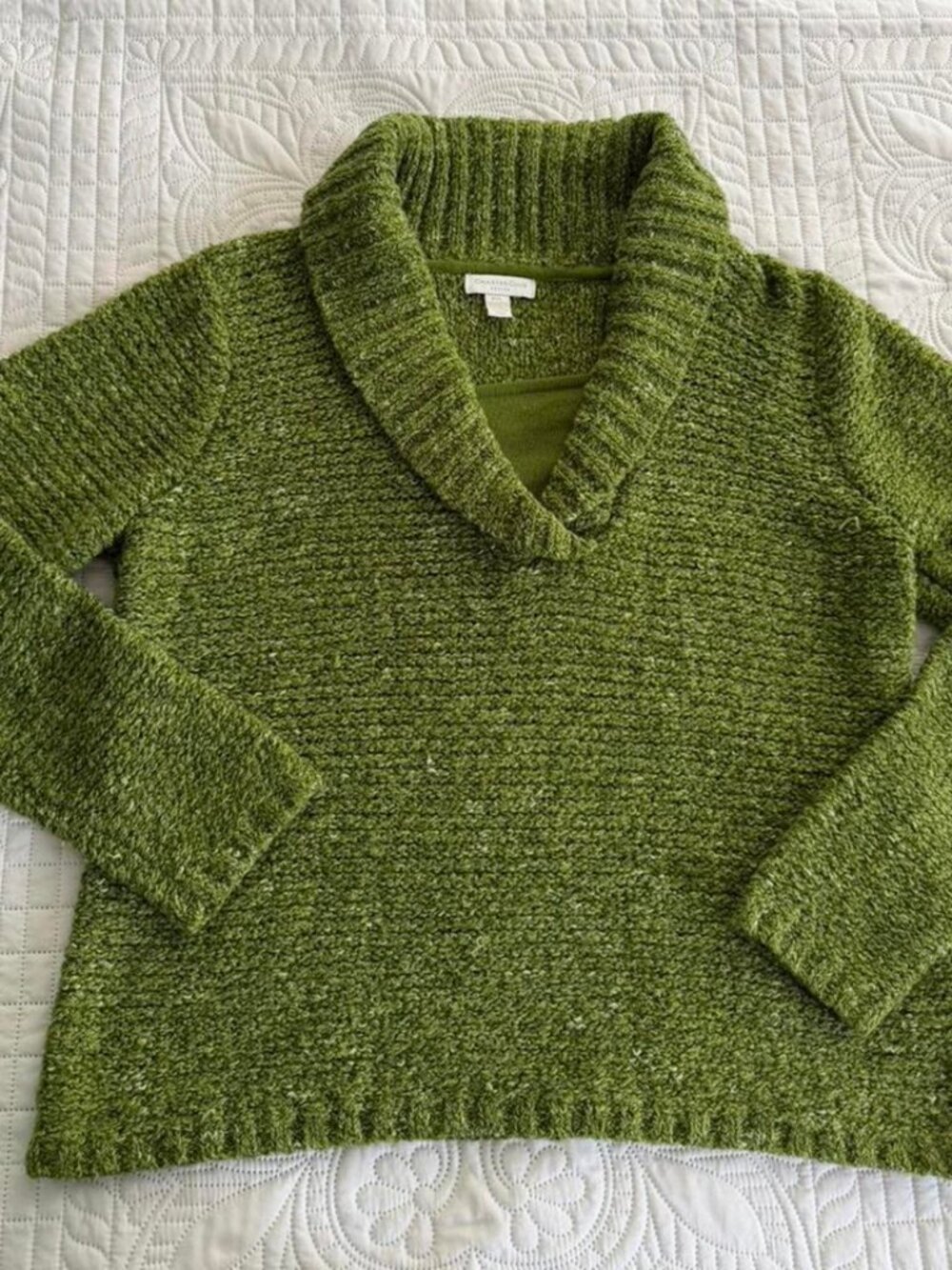 Charter Club Heather Green Cowl Neck Knit Sweater
